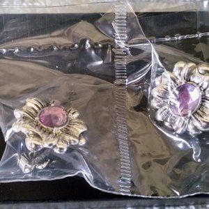 Antiqued Floral Birthstone Color Earrings - NIBs